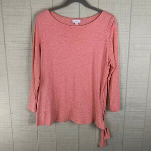 J. Jill Pure Jill Knit Top Tie Waist Coral Pink Cotton Modal
